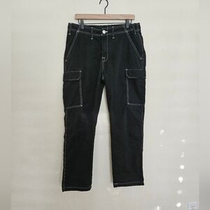 True Religion Mens Jet Black Cargo Pants
